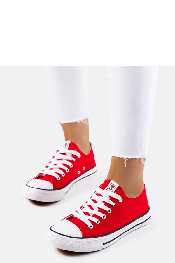 Red Sneakers in Women`s Athletic Shoes, Trainers, Sneakers with Fabric and Heel Height