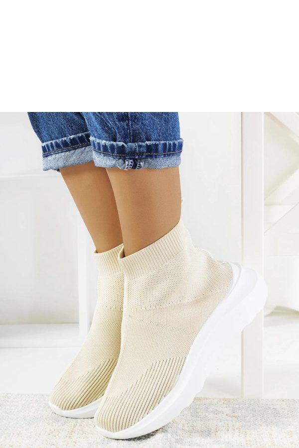 Beige Sport Shoes in Women`s Athletic Shoes, Trainers, Sneakers with Fabric and Heel Height