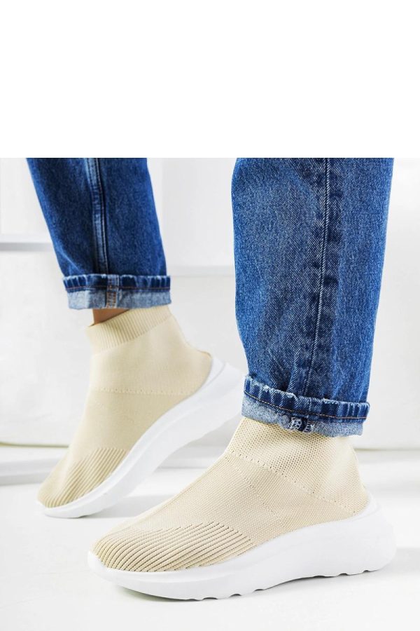 Beige Sport Shoes in Women`s Athletic Shoes, Trainers, Sneakers with Fabric and Heel Height
