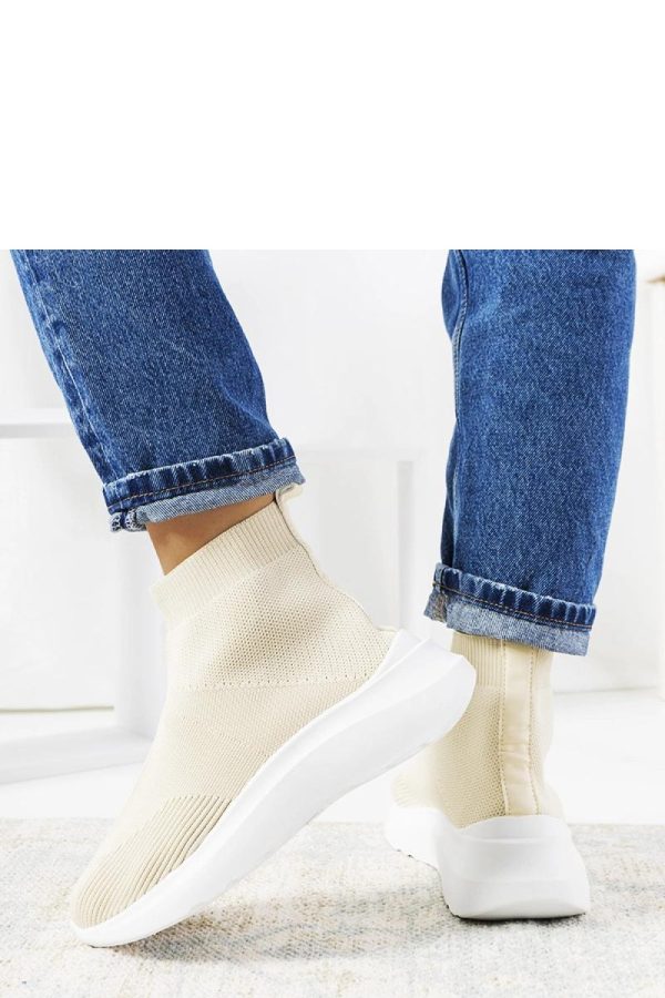 Beige Sport Shoes in Women`s Athletic Shoes, Trainers, Sneakers with Fabric and Heel Height