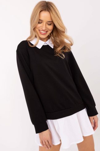 Black Blouse in Women`s Blouses, Tunics with Cotton, Spandex and Viscose