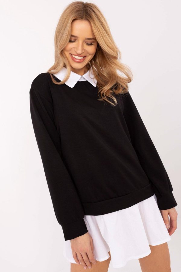 Black Blouse in Women`s Blouses, Tunics with Cotton, Spandex and Viscose