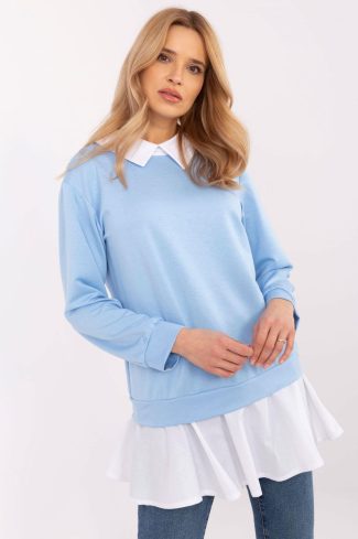 Blue Blouse in Women`s Blouses, Tunics with Cotton, Spandex and Viscose