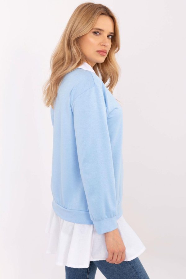 Blue Blouse in Women`s Blouses, Tunics with Cotton, Spandex and Viscose