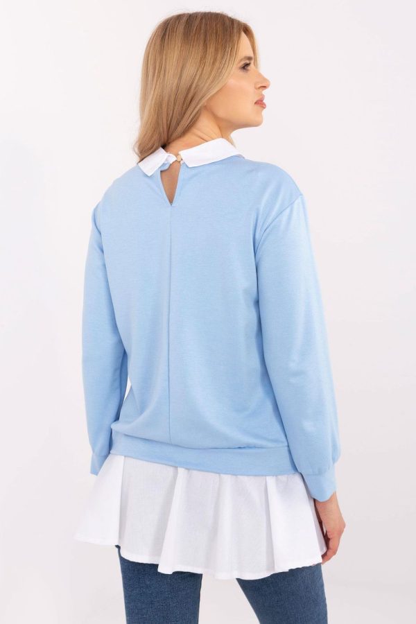 Blue Blouse in Women`s Blouses, Tunics with Cotton, Spandex and Viscose