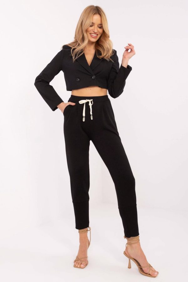 Black Tracksuit Trousers in Pants, Trousers, Shorts with Spandex and Viscose