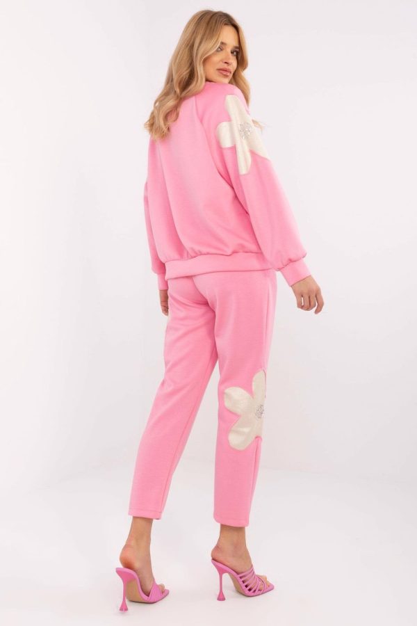 Pink Set in Pants, Trousers, Shorts with Cotton, Spandex and Viscose