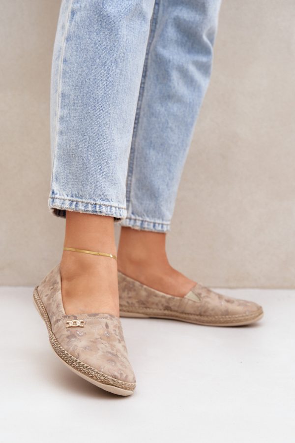 Beige Espadrille in Ballet Flats, Ballet Pumps For Women with Fabric, Footbed, Upper Height and Sole Height