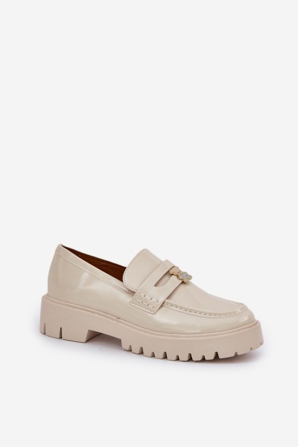 Beige Mocassin in Moccasins, Loafers with Fabric, Footbed, Upper Height and Heel Height