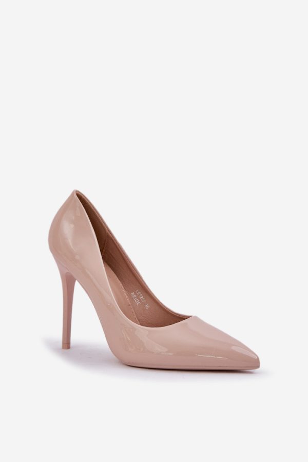 Beige High Heels in High Heels with Fabric, Footbed and Heel Height
