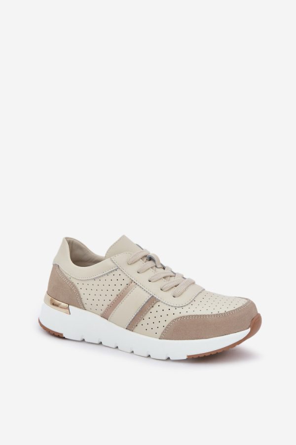 Beige Platform Sneakers in Women`s Athletic Shoes, Trainers, Sneakers with Fabric, Footbed, Upper Height and Platform Height