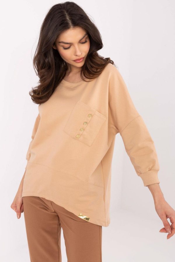 Brown Blouse in Women`s Blouses, Tunics with Cotton and Spandex