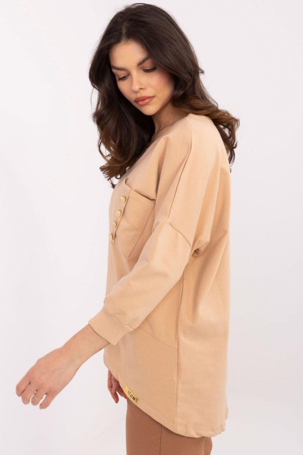 Brown Blouse in Women`s Blouses, Tunics with Cotton and Spandex