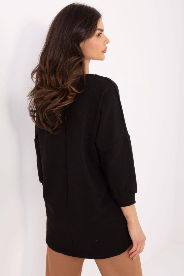 Black Blouse in Women`s Blouses, Tunics with Cotton and Spandex