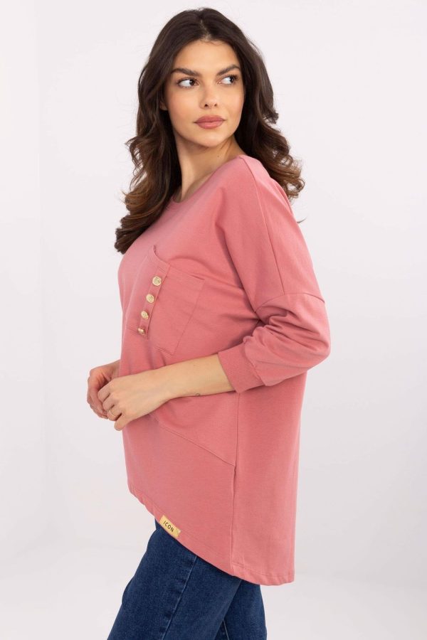 Pink Blouse in Women`s Blouses, Tunics with Cotton and Spandex