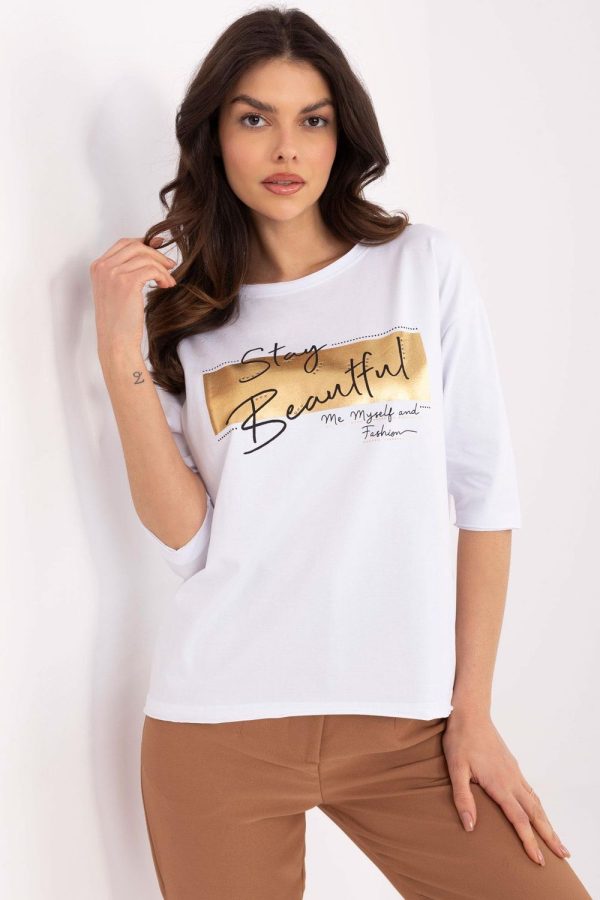 White Blouse in Women`s Blouses, Tunics with Cotton and Spandex