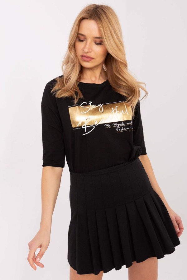 Black Blouse in Women`s Blouses, Tunics with Cotton and Spandex