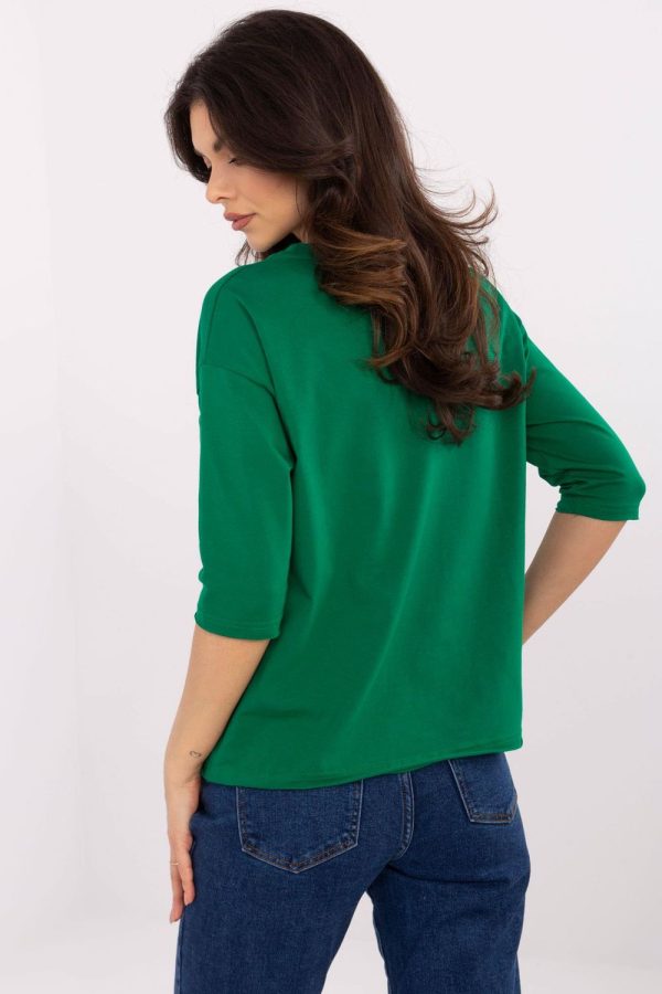 Green Blouse in Women`s Blouses, Tunics with Cotton and Spandex