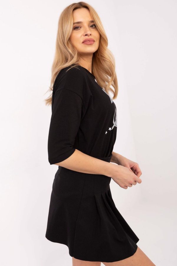 Black Blouse in Women`s Blouses, Tunics with Cotton and Spandex