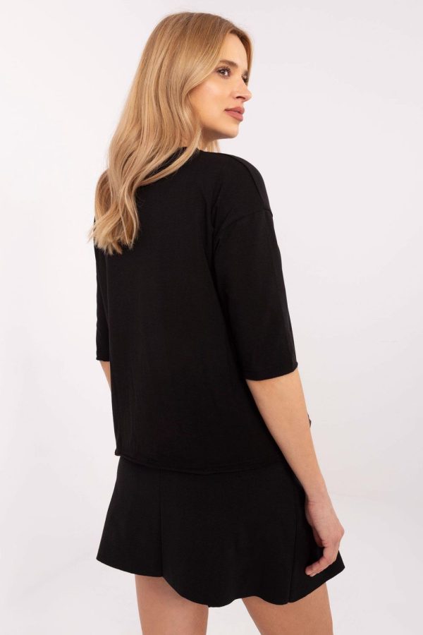 Black Blouse in Women`s Blouses, Tunics with Cotton and Spandex