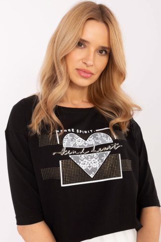 Black Blouse in Women`s Blouses, Tunics with Cotton and Spandex