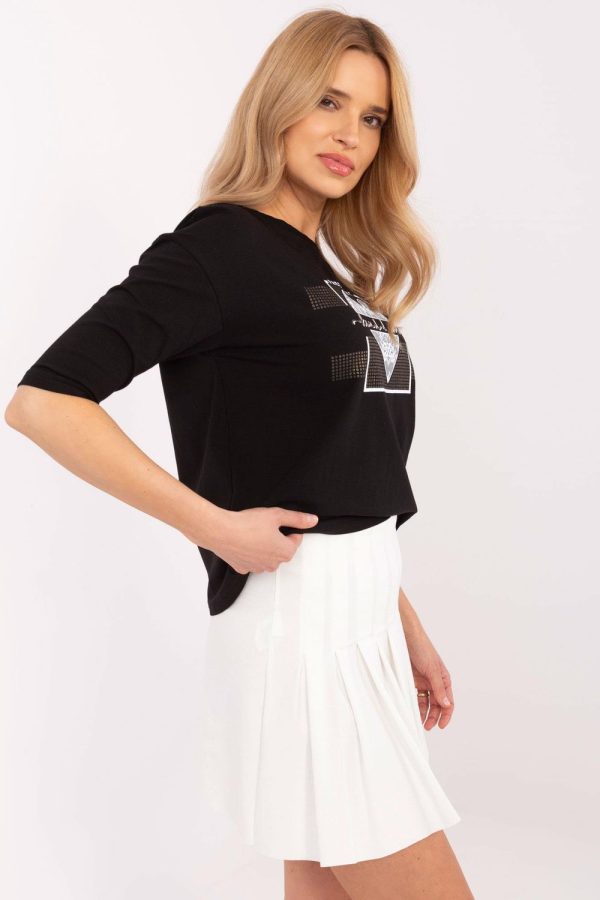 Black Blouse in Women`s Blouses, Tunics with Cotton and Spandex
