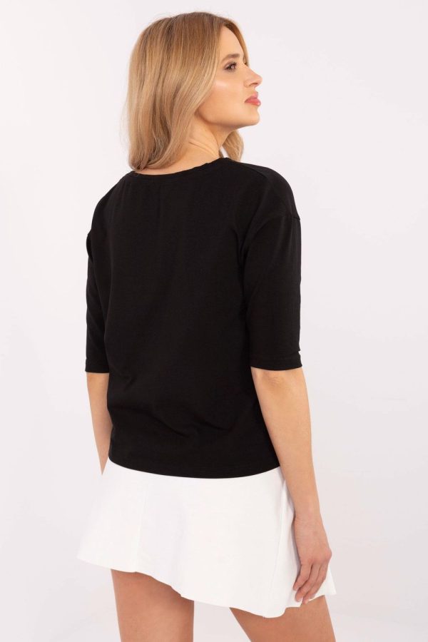Black Blouse in Women`s Blouses, Tunics with Cotton and Spandex