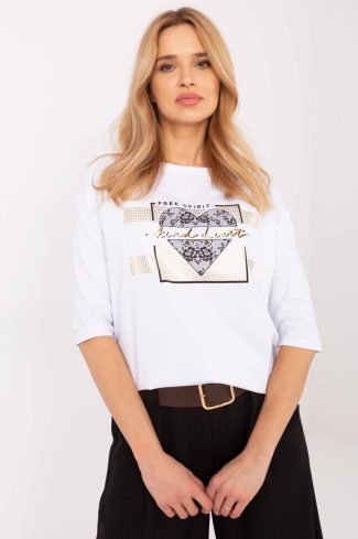 White Blouse in Women`s Blouses, Tunics with Cotton and Spandex