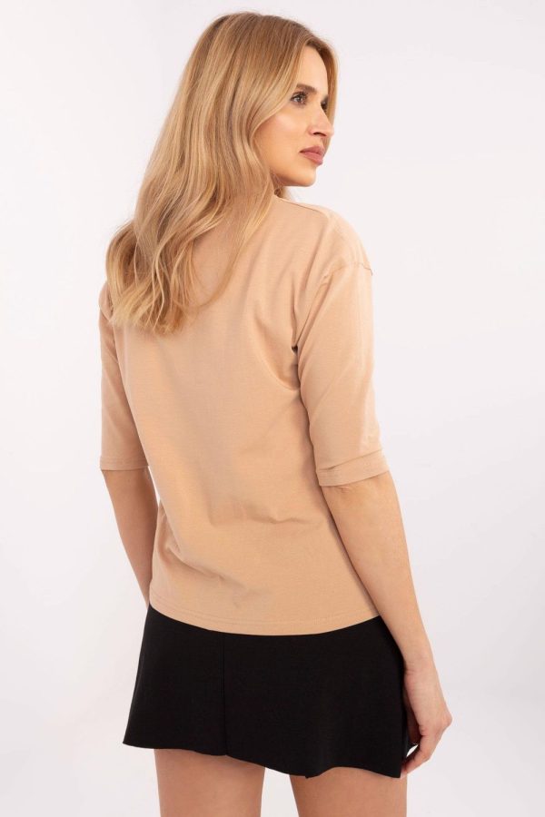 Brown Blouse in Women`s Blouses, Tunics with Cotton and Spandex