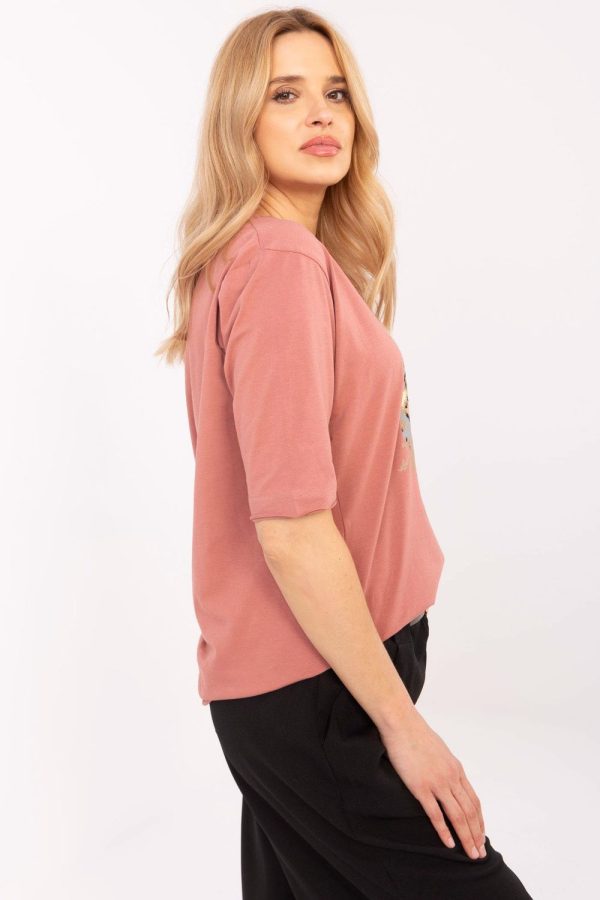 Pink Blouse in Women`s Blouses, Tunics with Cotton and Spandex