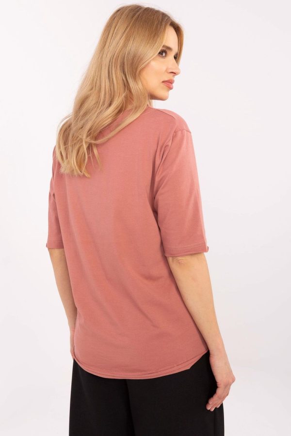 Pink Blouse in Women`s Blouses, Tunics with Cotton and Spandex