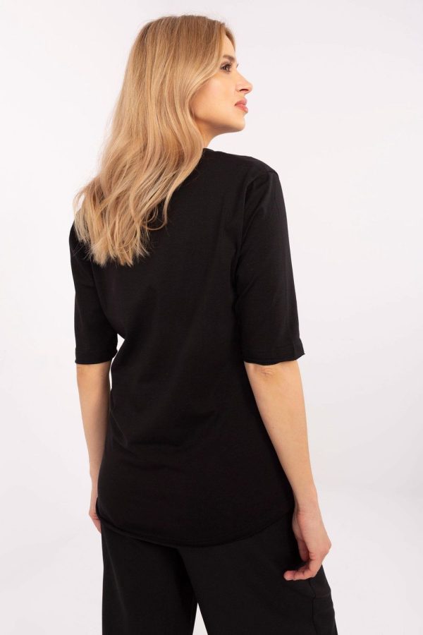 Black Blouse in Women`s Blouses, Tunics with Cotton and Spandex