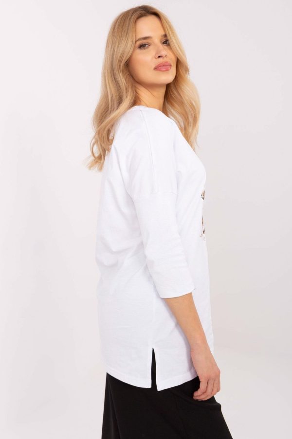 White Blouse in Women`s Blouses, Tunics with Cotton and Spandex