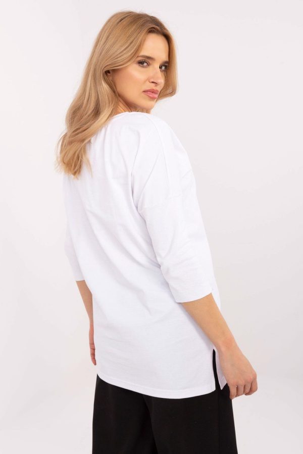 White Blouse in Women`s Blouses, Tunics with Cotton and Spandex