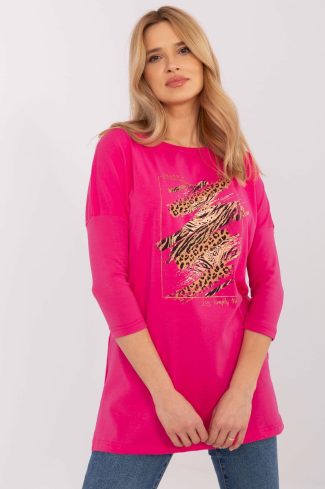 Pink Blouse in Women`s Blouses, Tunics with Cotton and Spandex