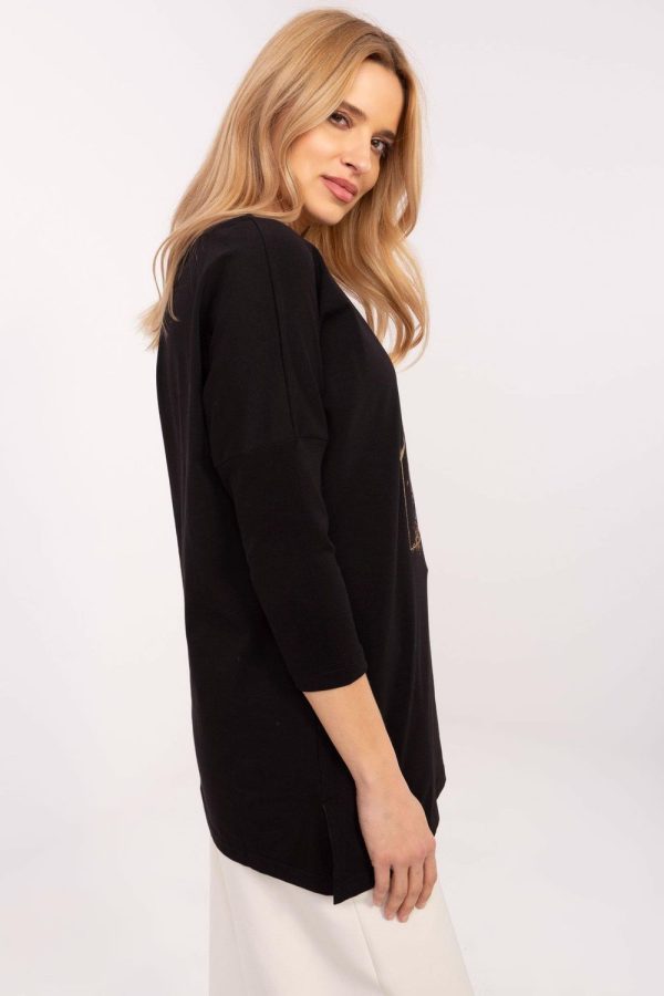 Black Blouse in Women`s Blouses, Tunics with Cotton and Spandex