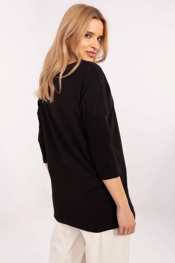 Black Blouse in Women`s Blouses, Tunics with Cotton and Spandex