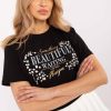 Black T-shirt in Women`s Tops, T-shirts, Singlets with Cotton and Spandex
