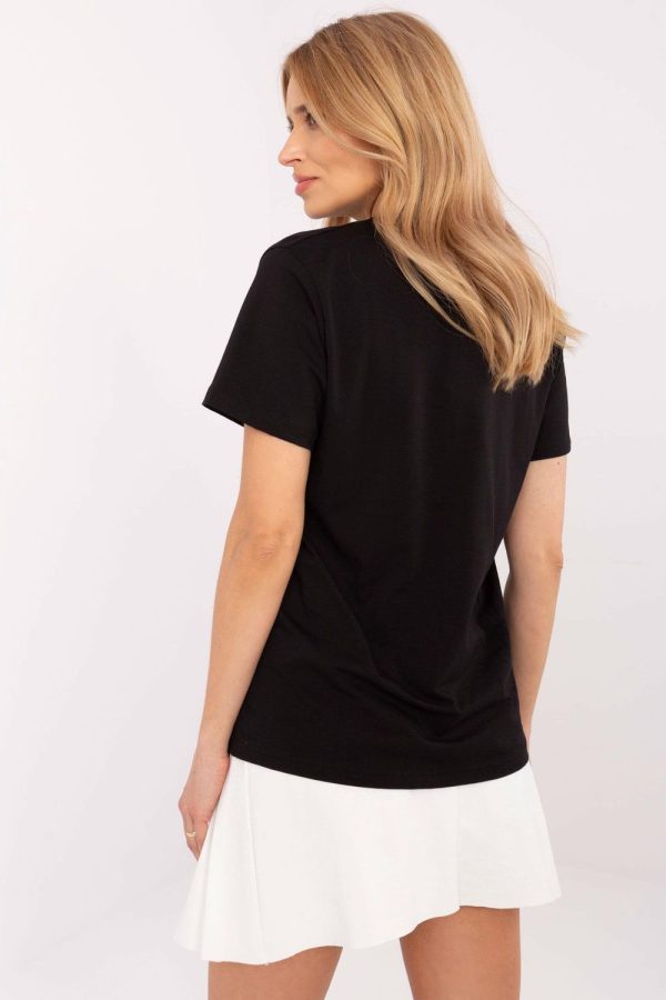 Black T-shirt in Women`s Tops, T-shirts, Singlets with Cotton and Spandex