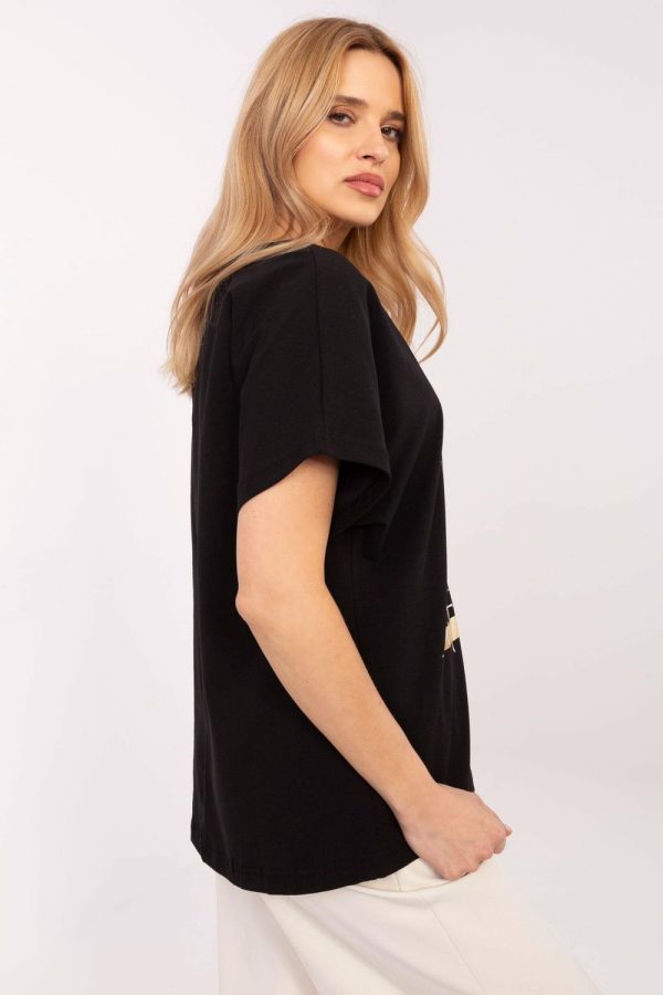 Black Blouse in Women`s Blouses, Tunics with Cotton and Spandex