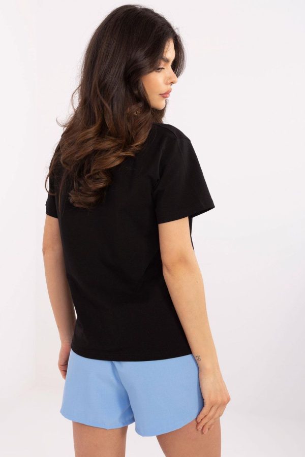 Black T-shirt in Women`s Tops, T-shirts, Singlets with Cotton and Spandex