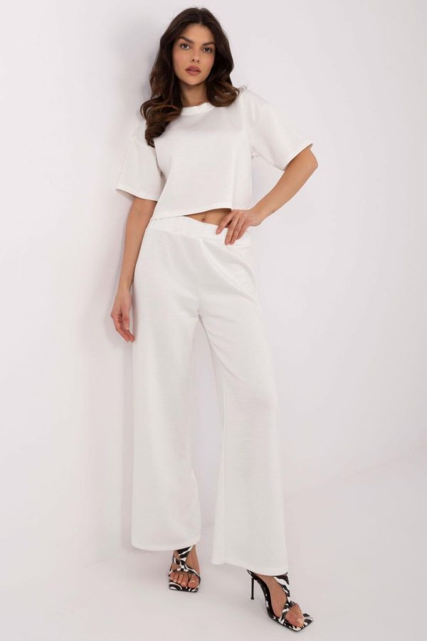 Beige Set in Pants, Trousers, Shorts with Spandex, Polyester and Viscose