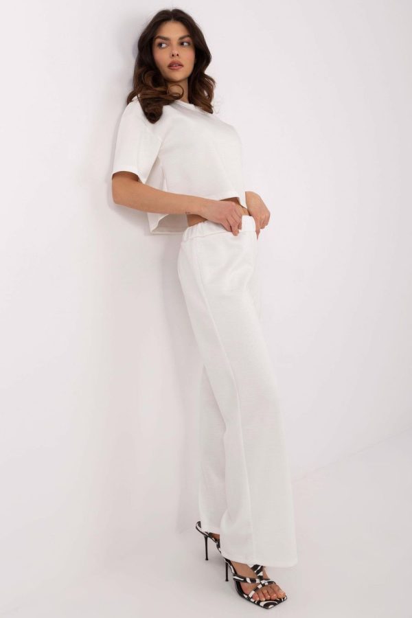 Beige Set in Pants, Trousers, Shorts with Spandex, Polyester and Viscose