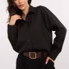 Black Long Sleeve Shirt in Shirts For Women with Cotton and Spandex