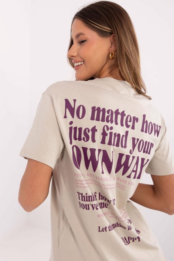 Beige T-shirt in Women`s Tops, T-shirts, Singlets with Cotton