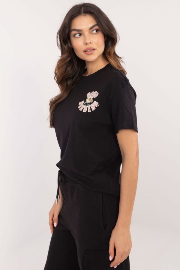 Black T-shirt in Women`s Tops, T-shirts, Singlets with Cotton