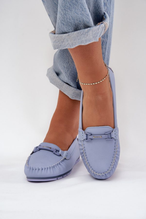 Blue Mocassin in Moccasins, Loafers with Fabric, Footbed, Upper Height and Sole Height