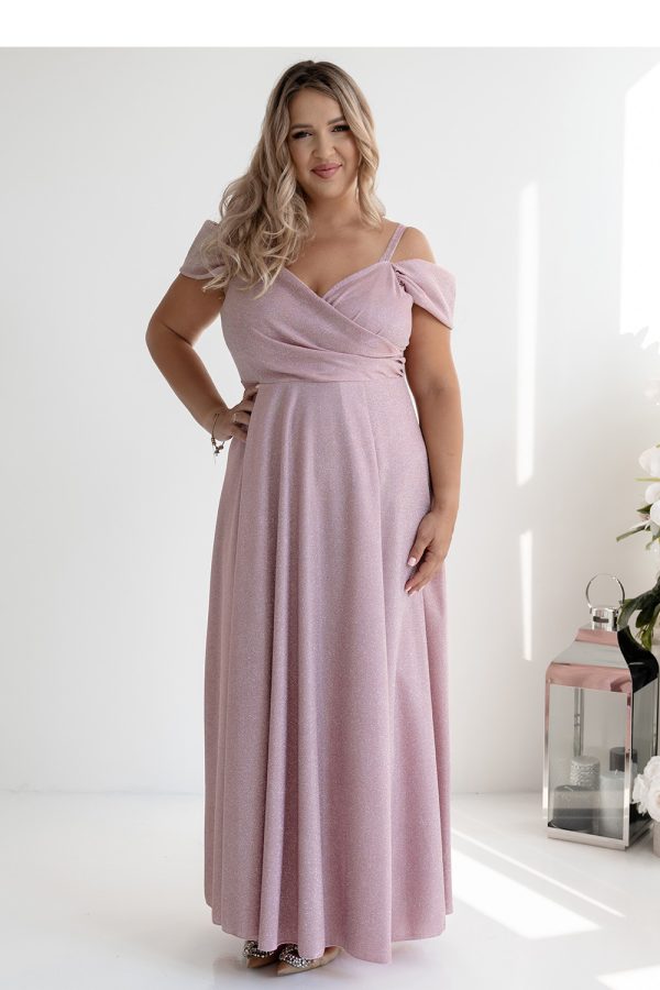 Pink Long Dress in Evening Dresses with Cotton, Spandex and Polyester