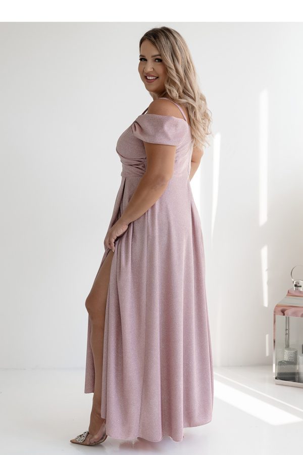 Pink Long Dress in Evening Dresses with Cotton, Spandex and Polyester