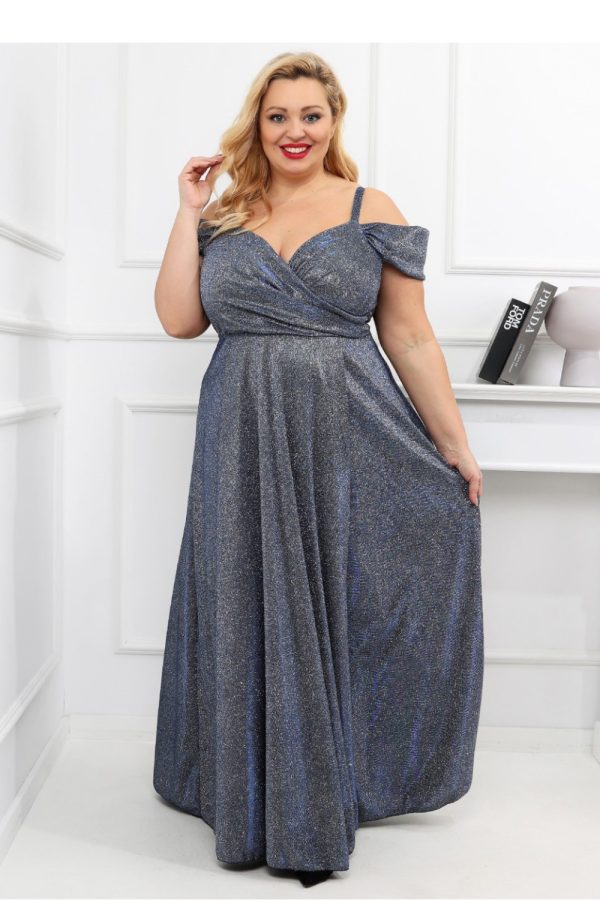 Grey Long Dress in Evening Dresses with Cotton, Spandex and Polyester